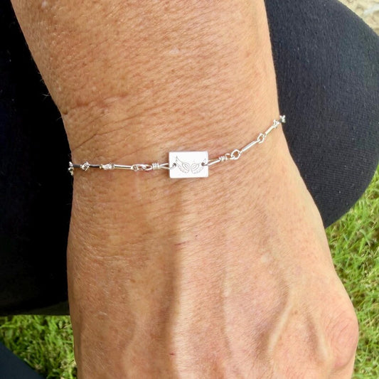 Dainty Sterling Silver Angel Wing Bracelet • Minimalist Jewelry