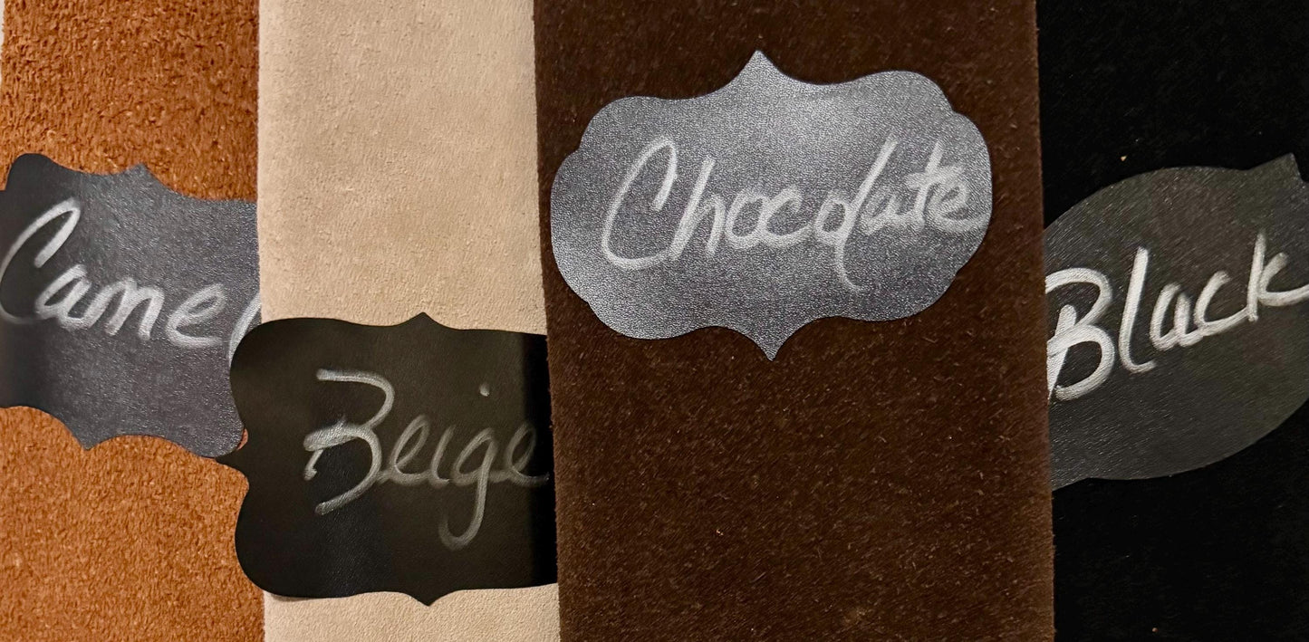 Leather teardrop earrings with chevron chain / genuine suede leather earrings