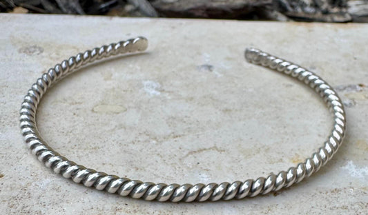 Twisted Wire Sterling Silver Cuff Bracelet, Rope Cuff, Silver Jewelry, Minimalist Bracelet, Gift for Her, Adjustable Cuff Bracelet