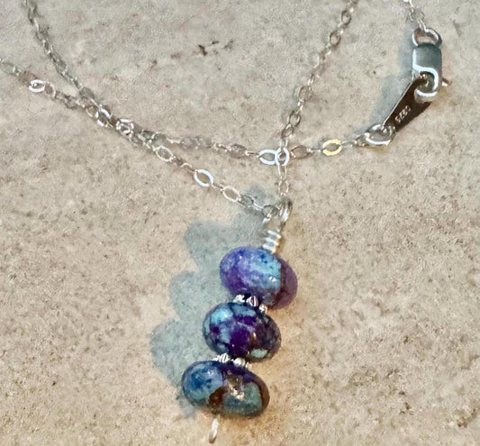Mohave Purple Turquoise Pendant Necklace, Sterling Silver Necklace, Gemstone Pendant, Beaded Necklace, Gift for Her, Unique Gift