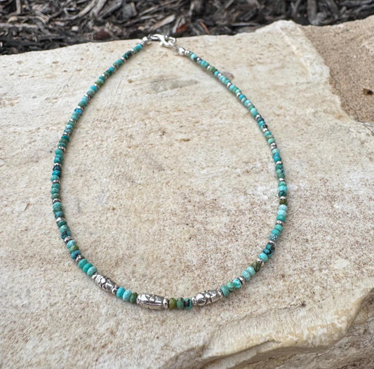 Turquoise sterling silver dainty ankle bracelet / ankle bracelet