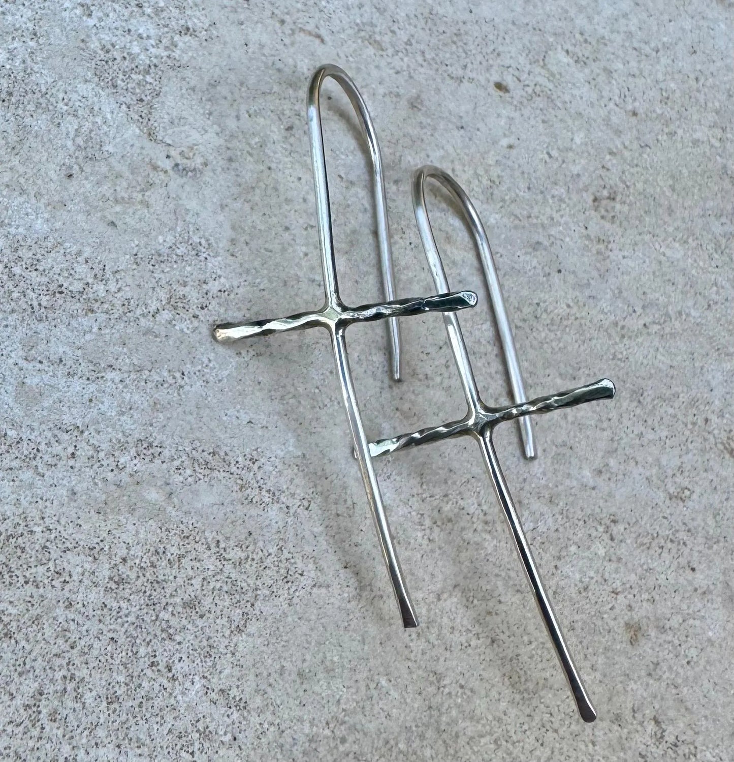 Handcrafted Sterling Silver Cross Earrings - Unique Seamless Design