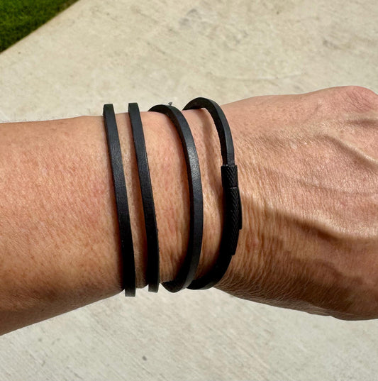 Multi leather wrap bracelet with bayonet closure/ wrap genuine leather bracelet