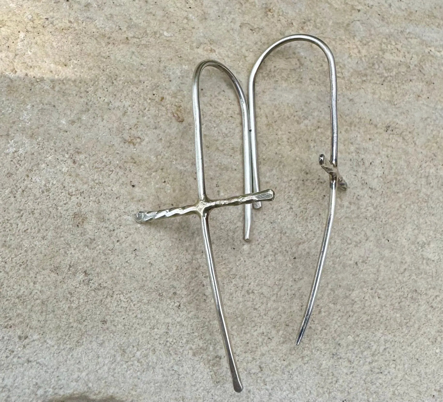 Handcrafted Sterling Silver Cross Earrings - Unique Seamless Design