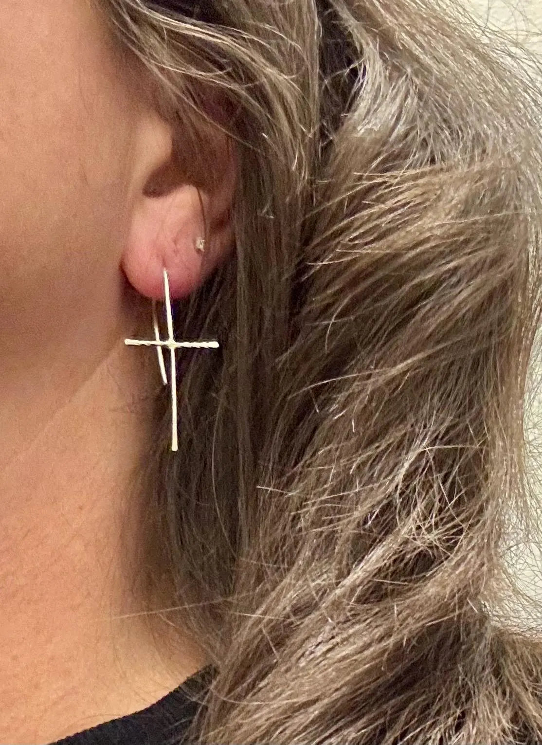 Handcrafted Sterling Silver Cross Earrings - Unique Seamless Design