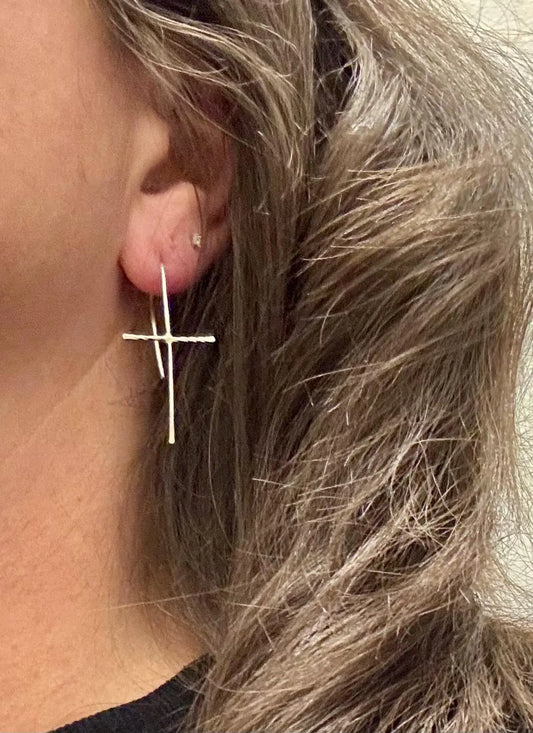Handcrafted Sterling Silver Cross Earrings - Unique Seamless Design