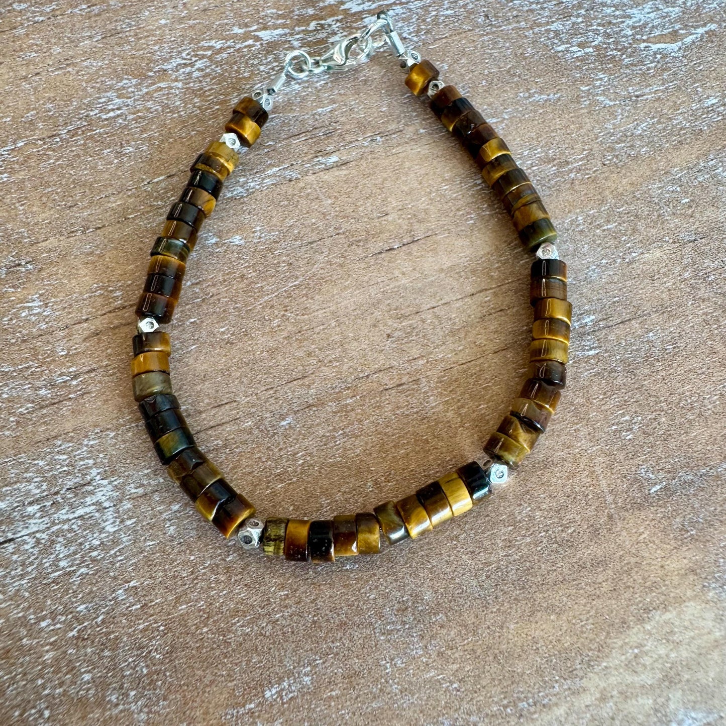 Tiger's eye sterling silver beaded / gemstone bracelet