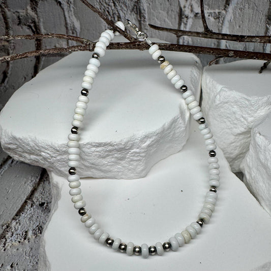 Navajo Pearl and White Turquoise Anklet, Navajo Pearl Ankle Bracelet, Beaded Ankle Jewelry, Southwestern Gift, Tribal Anklet