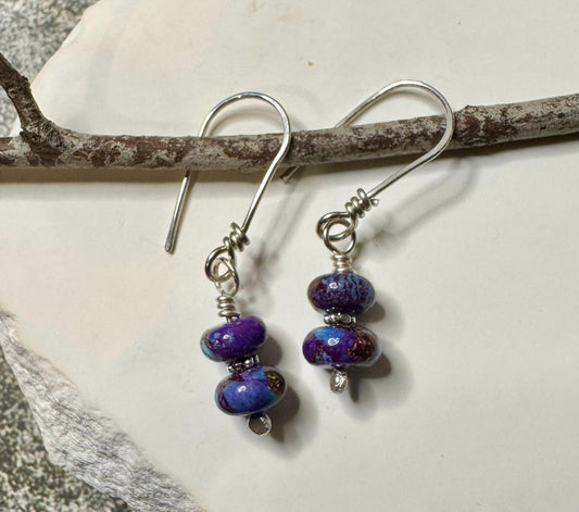 Spotted Mohave Purple Turquoise Earrings, Turquoise Jewelry, Gemstone Earrings, Purple Stone Earrings, Gift For Her