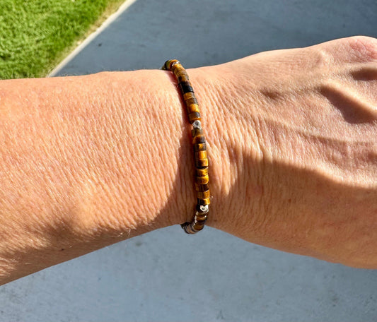 Tiger's eye sterling silver beaded / gemstone bracelet