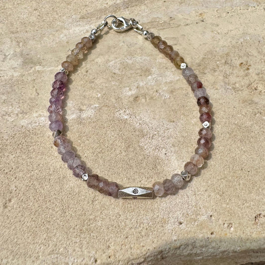 Auralite 23 Cacoxenite Gemstone bracelet / Rare Natural Auralite sterling silver beaded gemstone bracelet