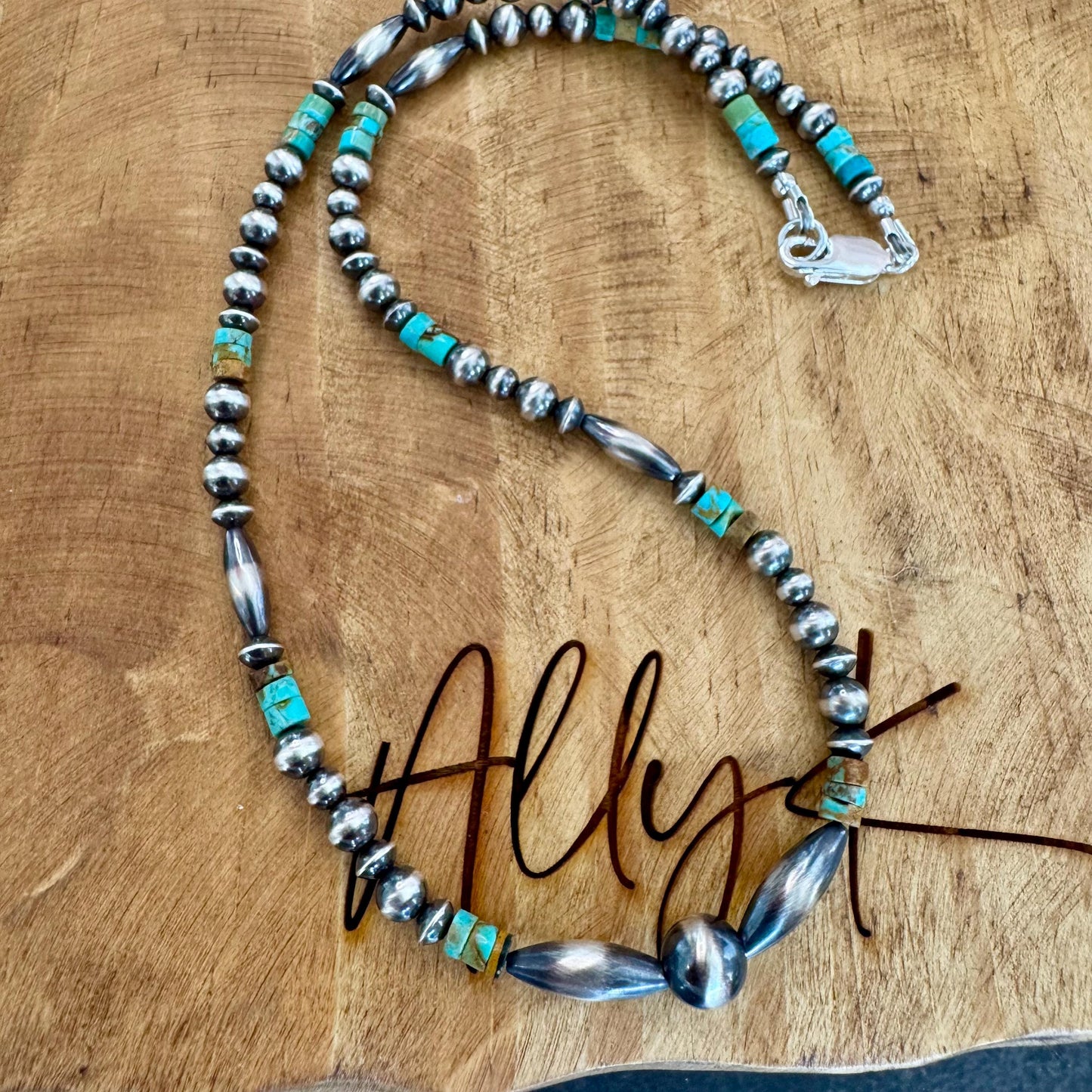 Navajo Pearl and Kingman Turquoise Necklace, Blue Green Turquoise, Authentic Native Sterling Necklace, Choker Necklace, Southwest Necklace
