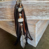 Leather Purse Tassel with Black Tuxedo Agate, Beaded Handbag Tassel, Gemstone Accessory, Unique Purse Charm, Leather Purse Charm