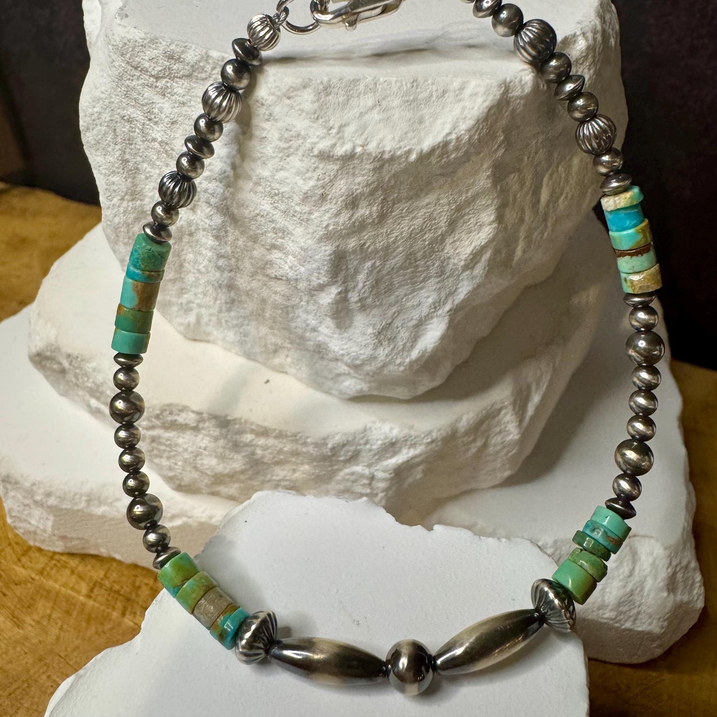Navajo Pearl Turquoise Bracelet, Sterling Silver Bracelet, Southwest Jewelry, Western Jewelry, Native American Style