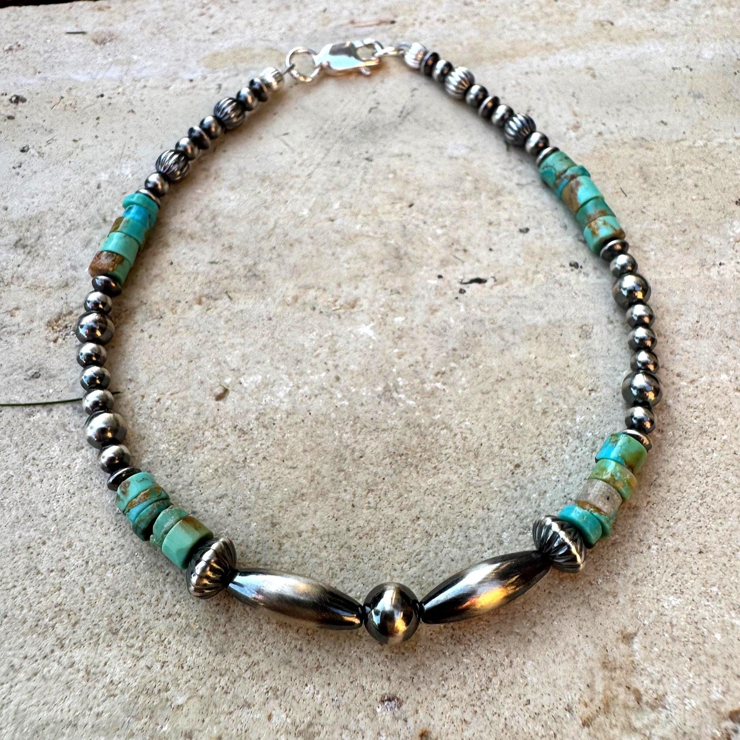Navajo Pearl Turquoise Anklet, Sterling Silver Anklet, Boho Anklet, Southwest Jewelry, Summer Jewelry