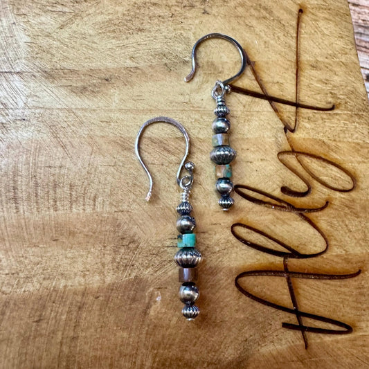 Desert Pearl Turquoise Earrings • Argentium Silver Southwest Dangles