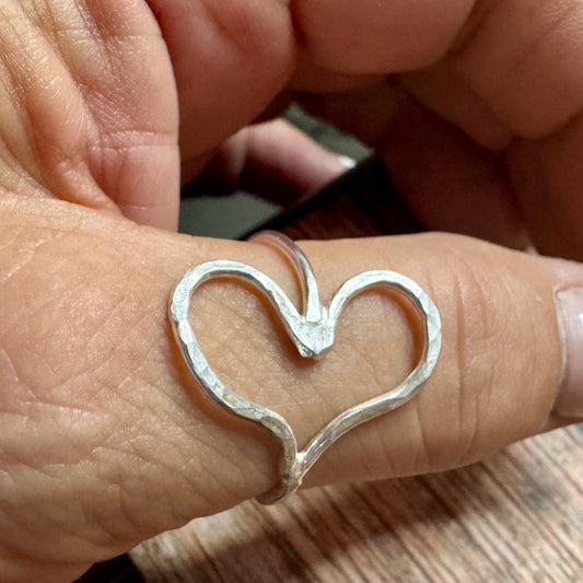 Sterling Silver Heart Ring, Thumb Ring, Sideways Heart Ring, Homemade Ring, Minimal Style, Statement Ring