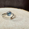 Sterling Silver Rainbow Moonstone Ring, Open Adjustable Ring, Ball End Accent, Gemstone Gift, Unique Gift