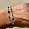 Black Tourmaline Rutilated Quartz Double Wrap Bracelet, Unique Sterling Silver Gemstone Bracelet, Tourmaline Bracelet, Gift Idea