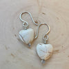 White Turquoise Howlite Heart Earrings, Gemstone Earrings, Turquoise Earrings, Sterling Silver Earrings, White Turquoise Gift