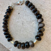 Sterling Silver Obsidian Bracelet, Sterling Silver Beaded Bracelet, Sterling Silver Obsidian Bracelet