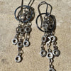 Sterling Silver Chain Earrings with Circle Accent - Dangle Earring Chain Jewelry