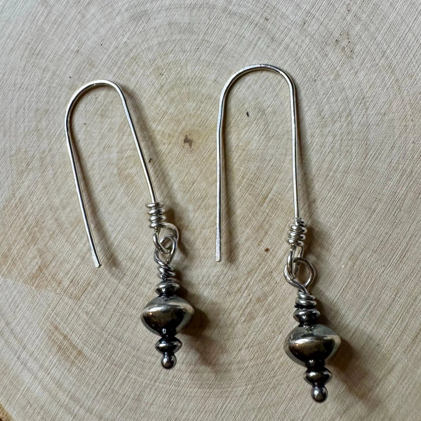 Sterling Silver Desert Pearl Earrings • Dainty Oxidized Saucer Pearls • Lightweight Drops