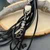 Key Charm Leather Purse Tassel with White Turquoise & Black Onyx, Whimsical Handbag Accessory, Western Accessory