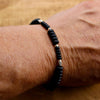 Stretch Onyx Bracelet with Sterling Silver, Stretch Bracelet, Natural Gemstone Jewelry, Handmade Bracelet