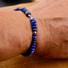 Stretch Lapis Lazuli Bracelet with Sterling Silver Evil Eye – Natural Gemstone Jewelry