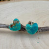 Kingman Turquoise Heart Stud Earrings, Sterling Silver Post Earrings, Minimalist Jewelry, Dainty Earrings, Gift Idea