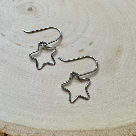 Sterling Silver Star Dangle Earrings – Minimalist Celestial Jewelry