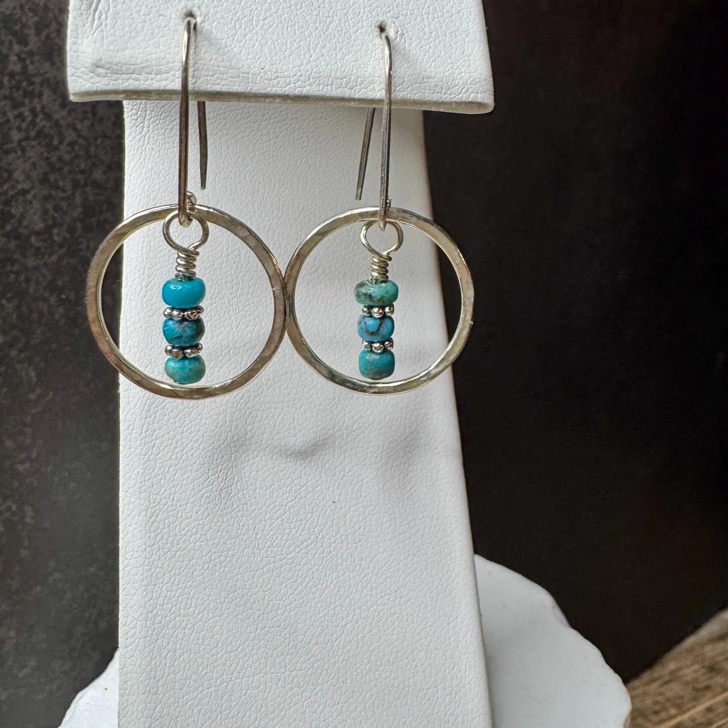 Boho Chic Turquoise Earrings with Sterling Silver Daisy Accents