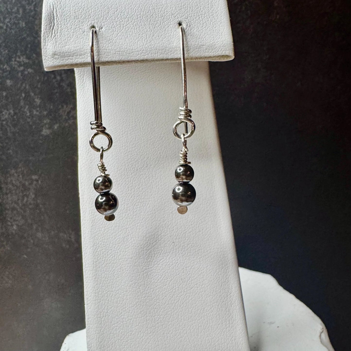 Dainty Navajo Pearl Drop Earrings, Dangle Sterling Silver Earrings, Elegant Southwestern Design
