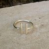Double Bar Sterling Silver Ring, Open Band Rings, Geometric Bar Rings, Vertical Bar Ring, Handmade Parallel Bar Ring, Adjustable Ring