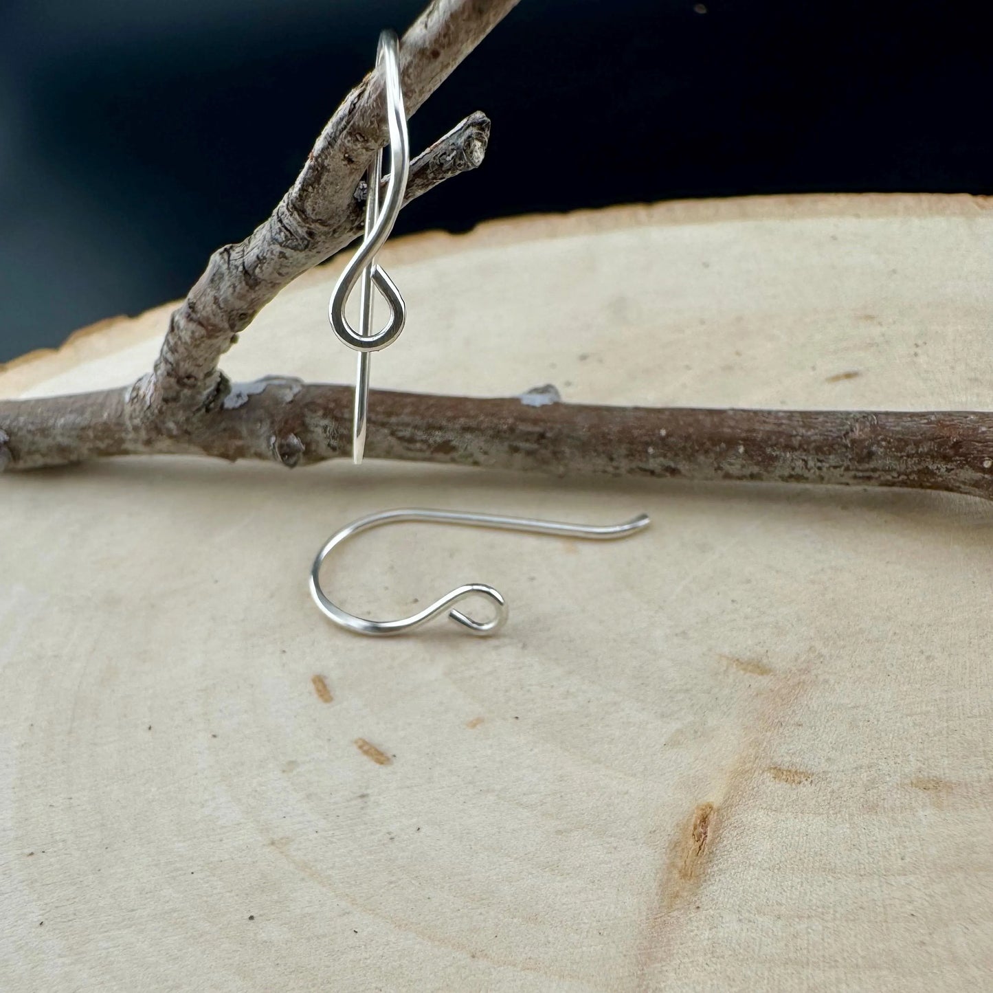 20 Gauge Handmade Sterling Silver Ear Wires – Side Hook, 1-Inch Drop