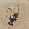 Sterling Silver Rose Charm Dangle Earrings, Star Drop Earrings, Silver Rose Earrings, Flower Jewelry