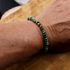 African Turquoise Jasper Bracelet: Sterling Silver, Boho Stretch Gemstone