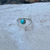 Sterling Silver Open Serrated Bezel Kingman Turquoise Gemstone Ring, Handmade Adjustable Accent Ring, Turquoise Jewelry