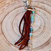 Tribal Feather Purse Tassel - Handcrafted Southwestern Leather Accessory