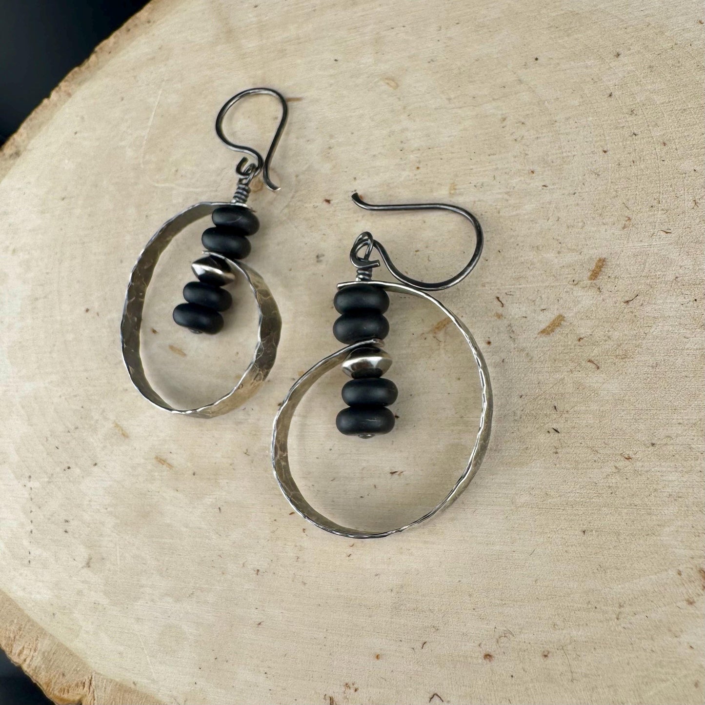 Navajo Pearl Black Onyx Earrings in Sterling Silver | Handcrafted Onyx Jewelry