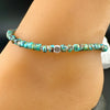 Turquoise Sterling Silver Anklet, Evil Eye Beaded Bracelet, Sterling Jewelry, Gemstone Ankle Bracelet, Turquoise Jewelry