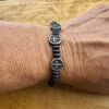 Onyx Stretch Bracelet with Stainless Steel Crosses, Stretch Gemstone Jewelry