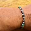 Kingman Turquoise Navajo Pearl Sterling Silver Stretch Bracelet - Turquoise Gemstone Jewelry