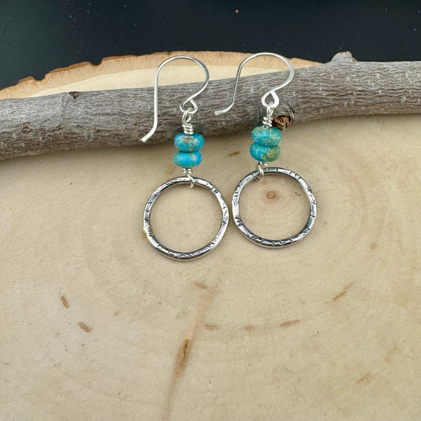 Kingman Turquoise Sterling Silver Earrings - Handmade Artisan Earrings