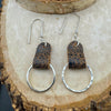 Chic Leather Earrings on Hammered Silver Circle - Handcrafted Leather Statement Jewelry