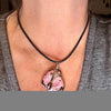 Pink Rhodonite Heart Pendant Leather Necklace - Handcrafted Natural Stone Jewelry