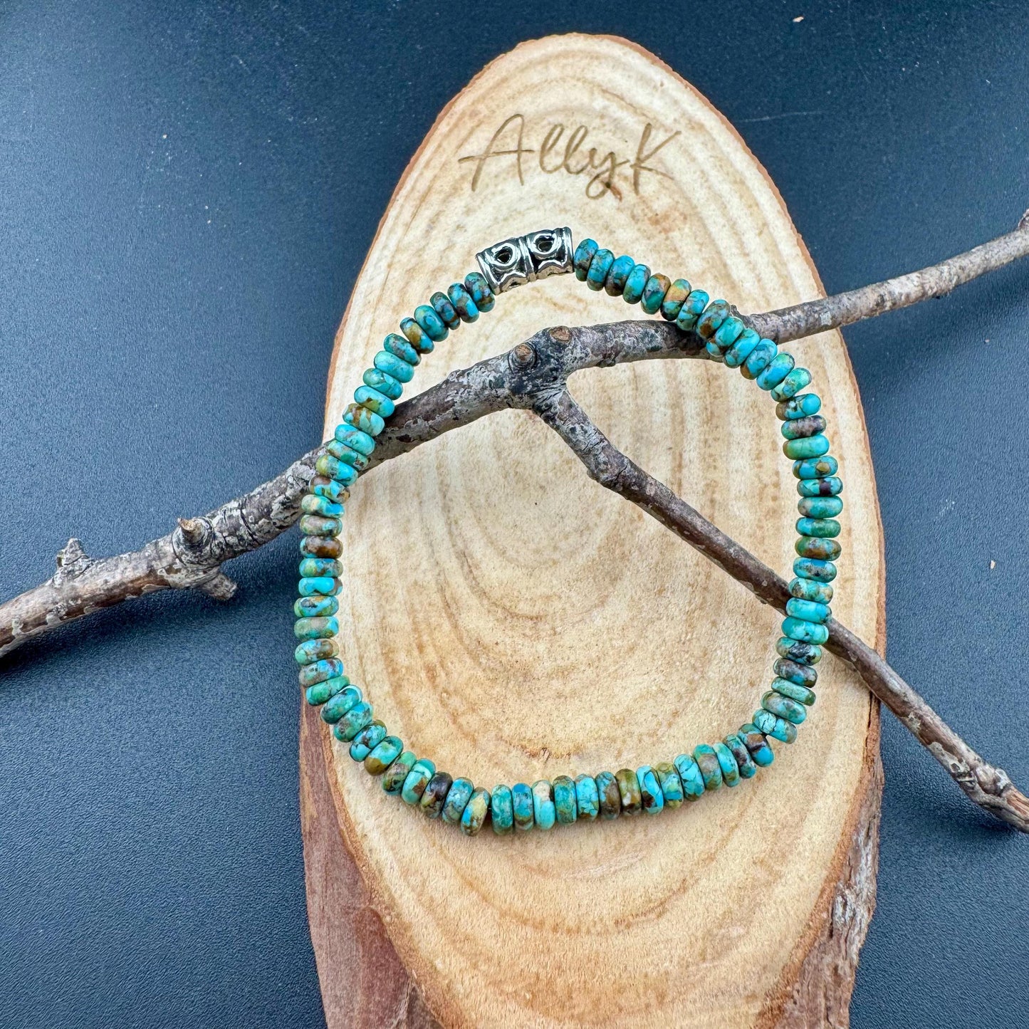 Natural Turquoise Gemstone Stretch Bracelet - Unique Handmade Jewelry