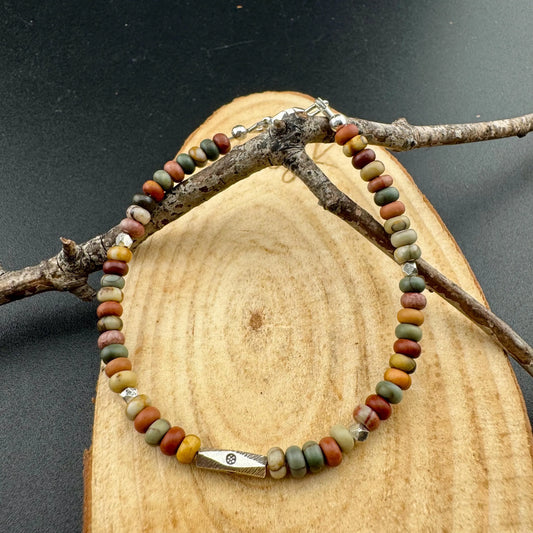 Picasso Red Creek Jasper Bracelet – Sterling Silver Gemstone Beaded Bracelet | Stackable Artisan Jewelry