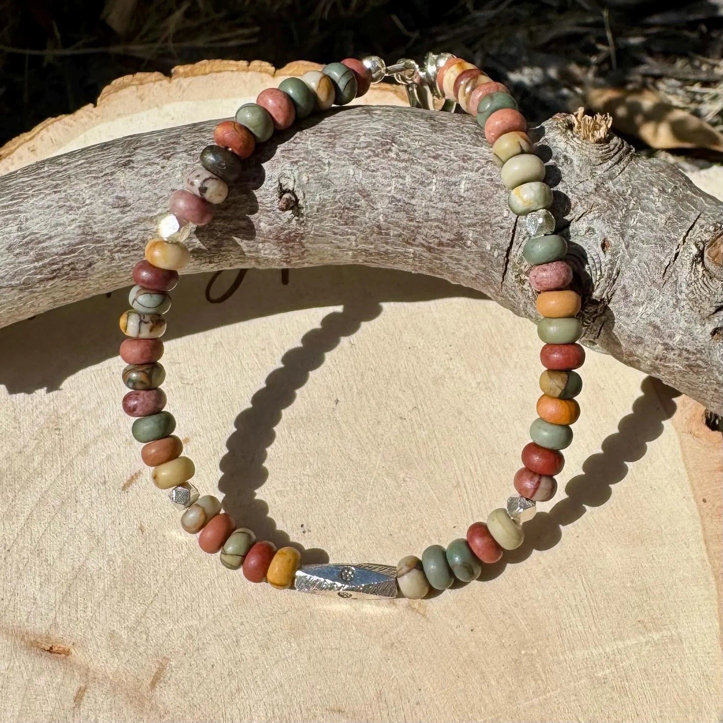 Picasso Red Creek Jasper Bracelet – Sterling Silver Gemstone Beaded Bracelet | Stackable Artisan Jewelry